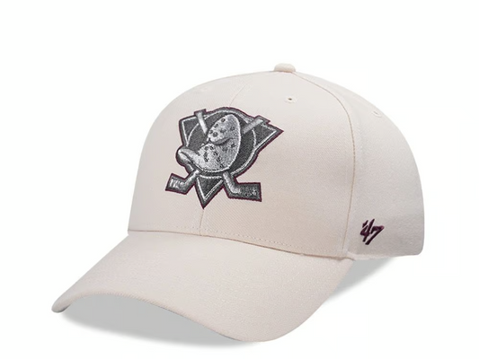 47 Brand Anaheim Ducks NHL Metallic MVP Snapback Cap / Beige Silver / RRP £28