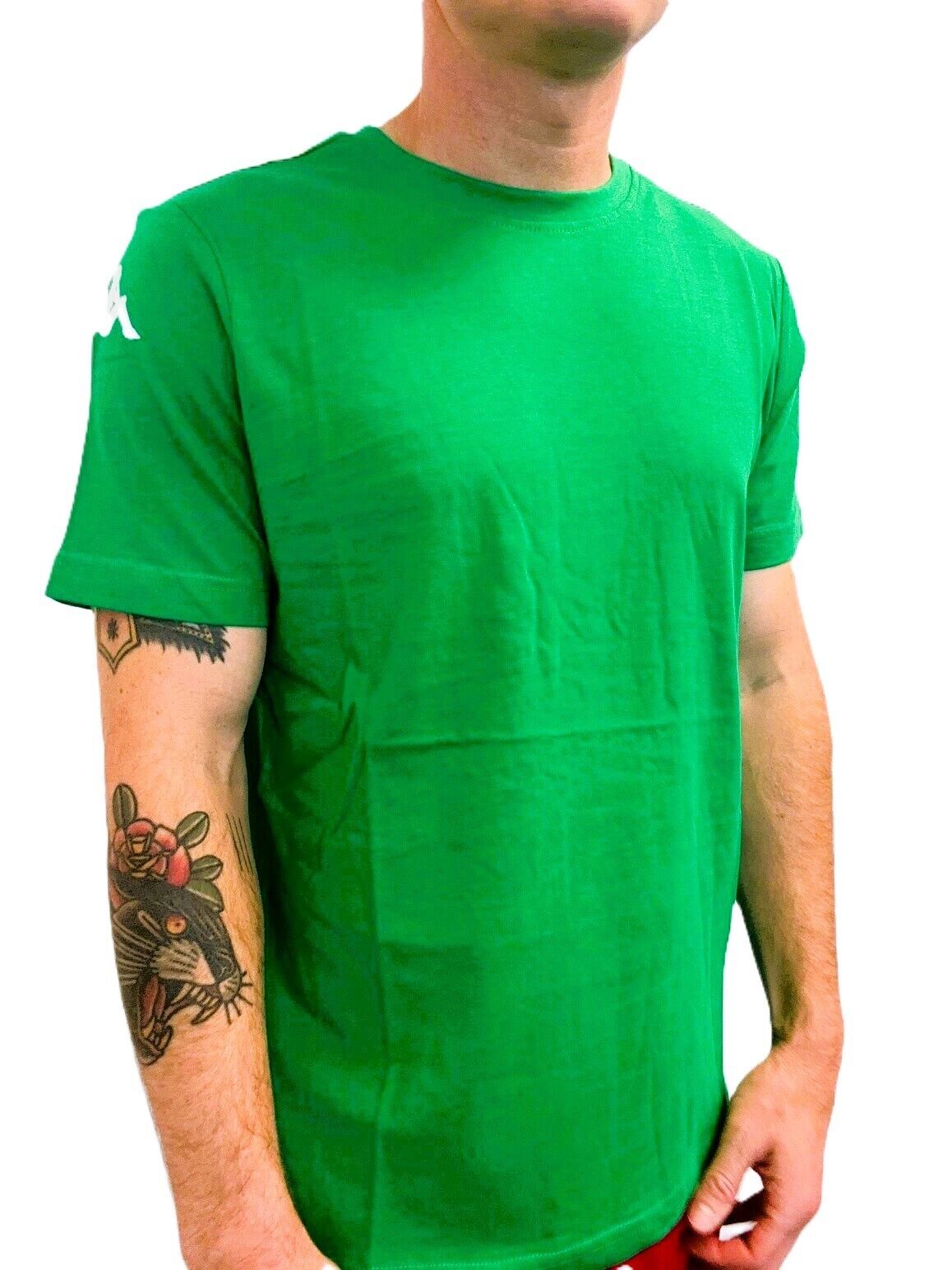 Kappa Mens Shoulder Logo T-Shirt / Green White / RRP £20