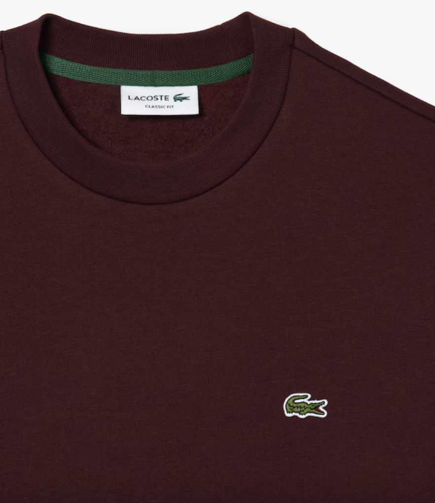 Lacoste Mens Fleece Crew Neck Sweatshirt / Bordeaux / BNWT / RRP £109