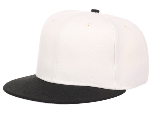 Unisex Plain Full Court Fitted Hat / Ivory Black / £22