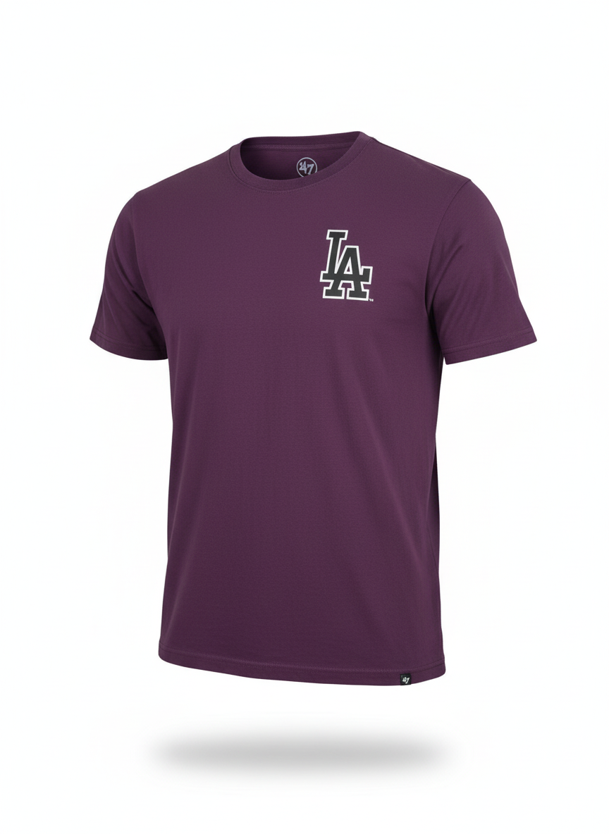 47 Mens LA Dodgers T-Shirt / Plum Purple / Backer Echo / RRP £25