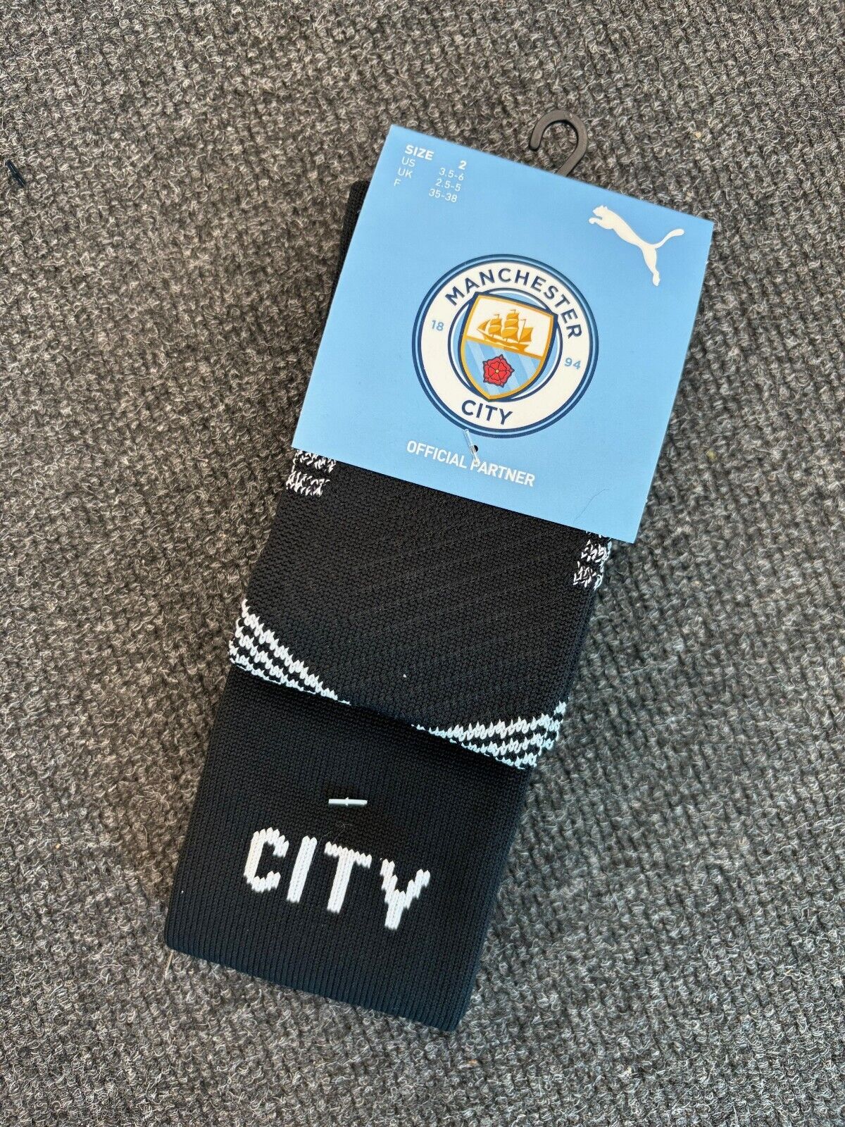 Puma Kids Manchester City 2-IN-1 Football Socks / Black / RRP £16