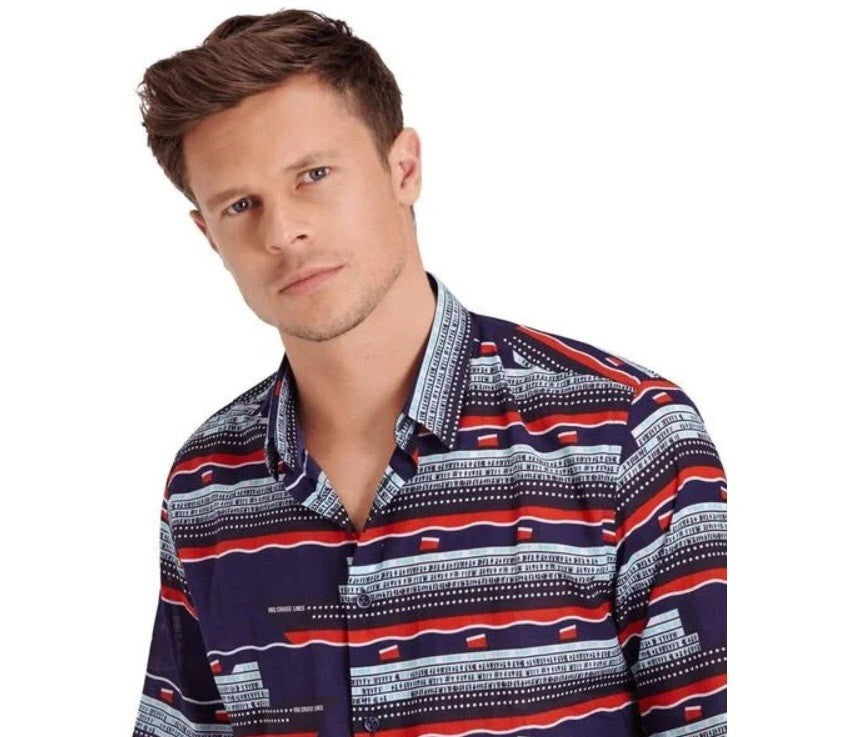 Vilebrequin Light Cotton Shirt / Unisex Caracal / Navy Red / RRP £165