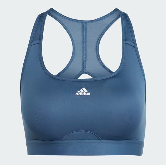 Adidas Womens Powerreact Training Medium Support Gym Bra / Blue / RRP £30