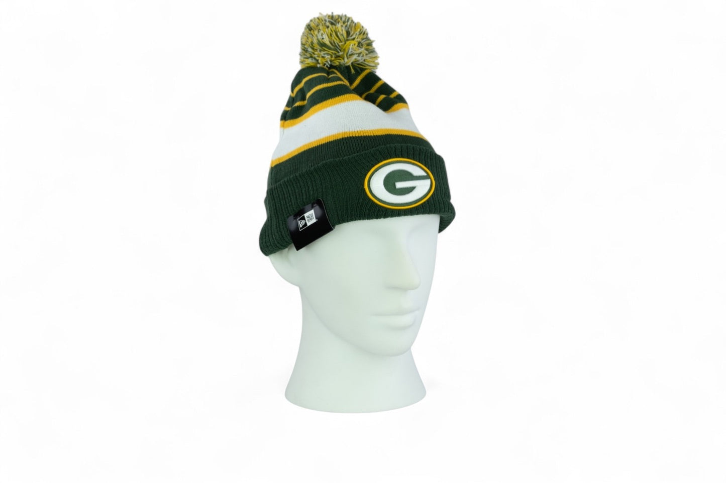 New Era Green Bay Packers Team Stripe Knit Hat / Green Yellow / RRP £28