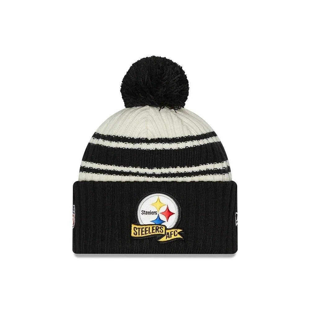 New Era Adult Pittsburgh Steelers NFL 2022 Beanie Knit Hat / Ivory / RRP £30