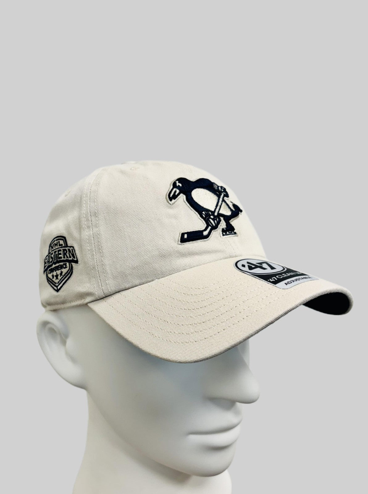 47 Brand Pittsburgh Penguins NHL Relaxed Clean Up Dad Cap / Ivory / RRP £28