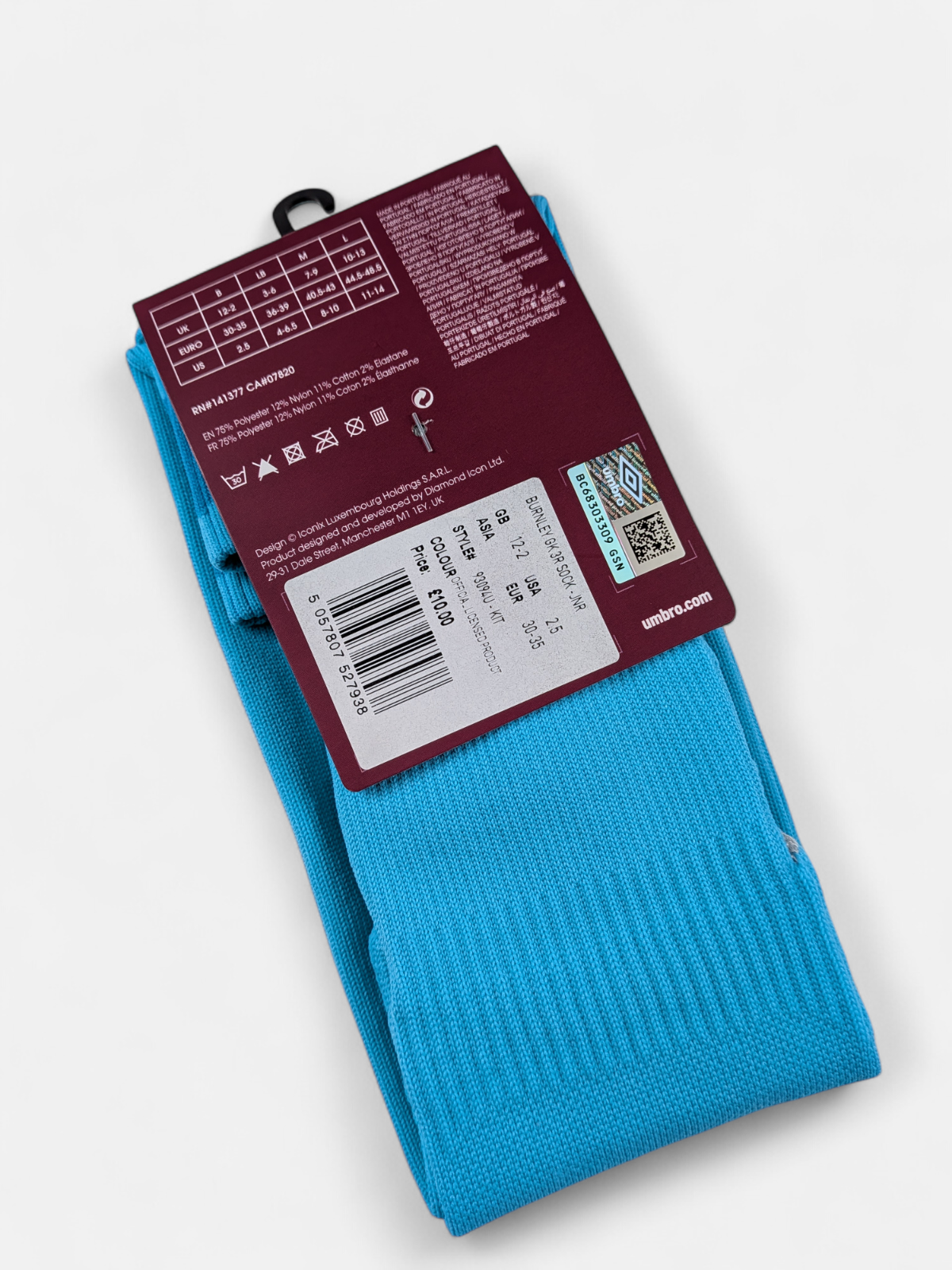 Umbro Kids 2020-21 Burnley GK Football Socks KIDS / BNWT / Blue / RRP £10