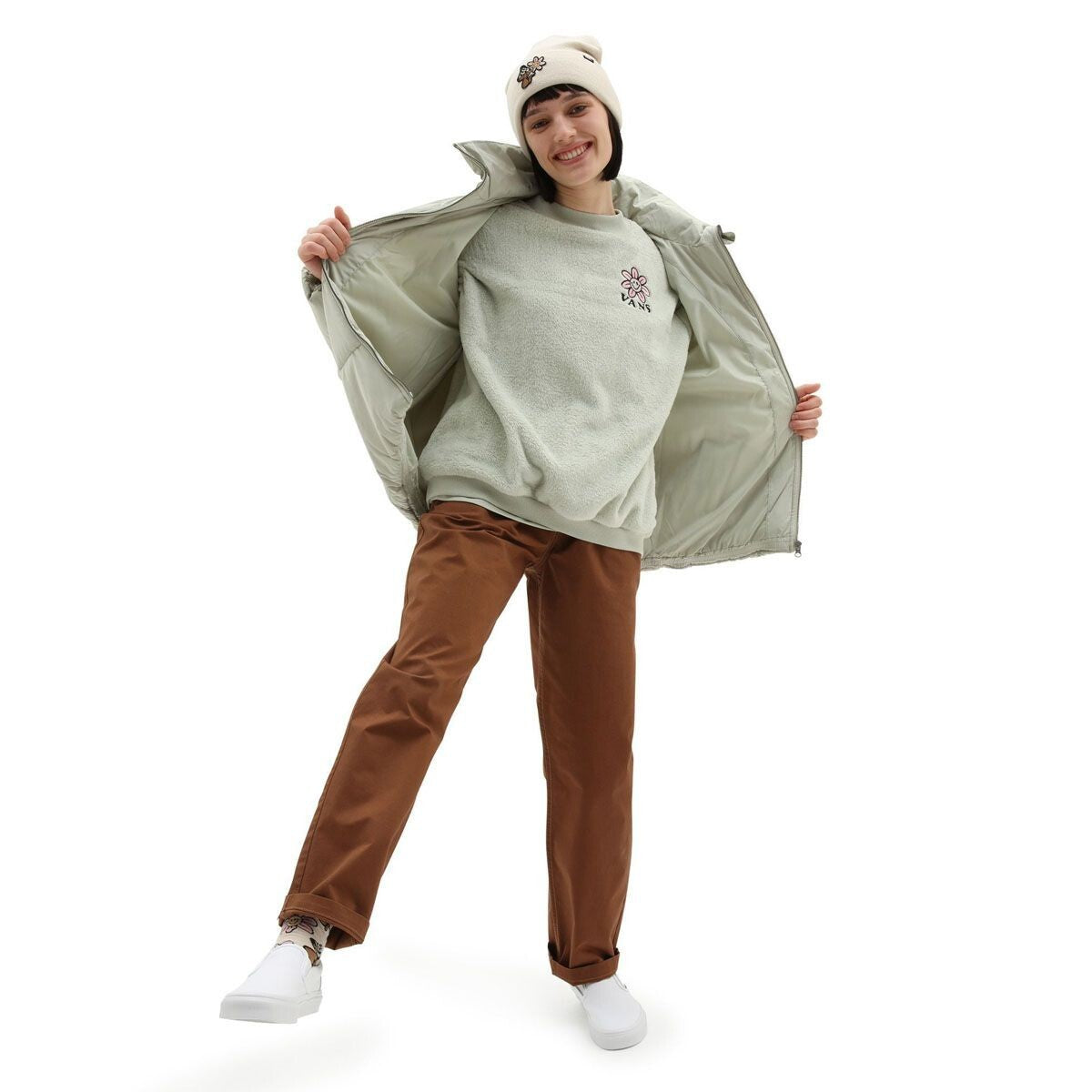 Vans Womens Koozy Crew Fleece Sweatshirt / Sage Green / RRP £64