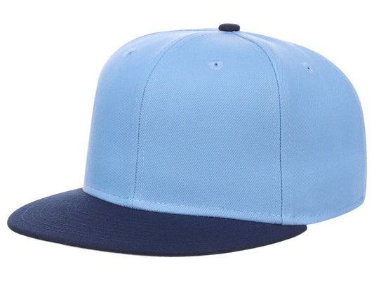 Unisex Plain Full Court Fitted Hat / Sky Blue Navy / £22