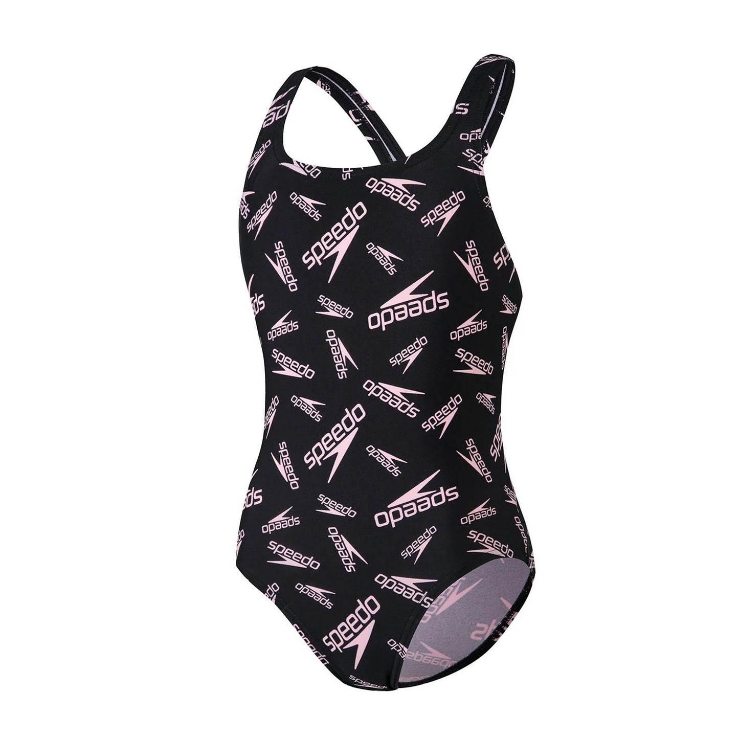 Speedo Girls Allover Printed Medalist Swimsuit / Black / RRP £15