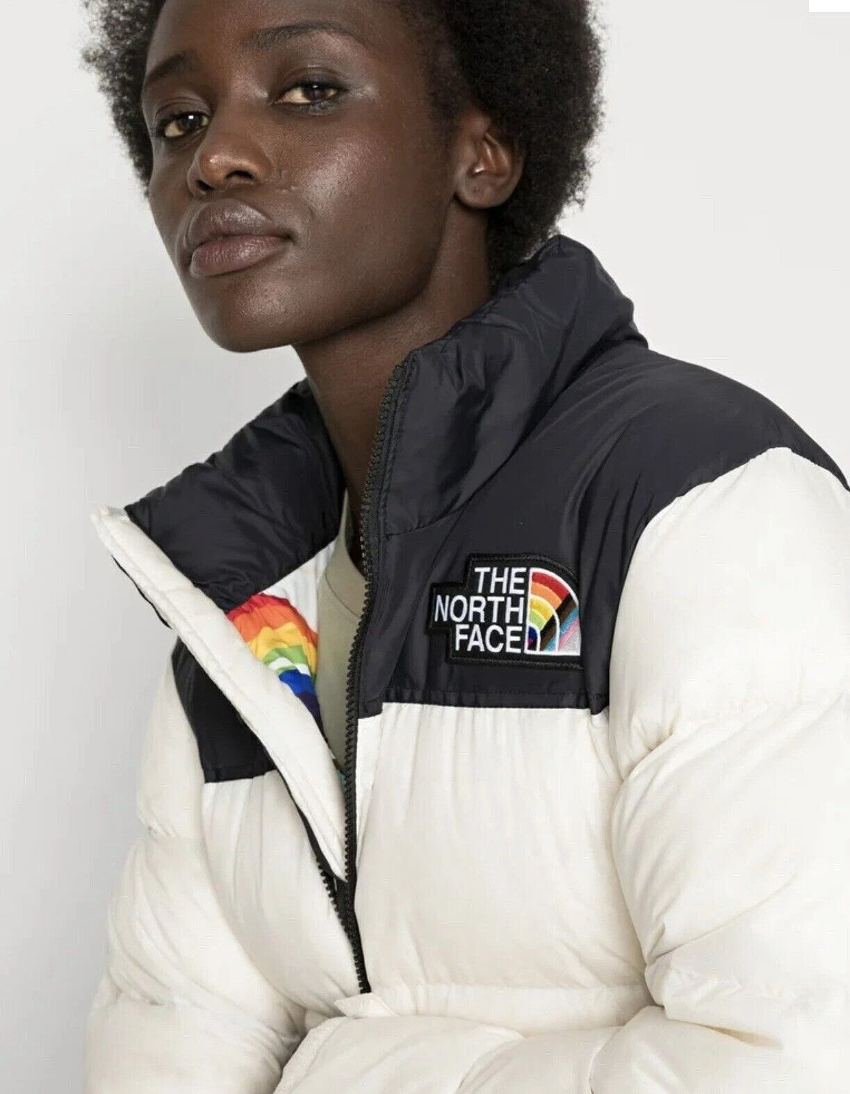 The North Face Womens Nuptse Pride Jacket / Gardenia White / RRP £270