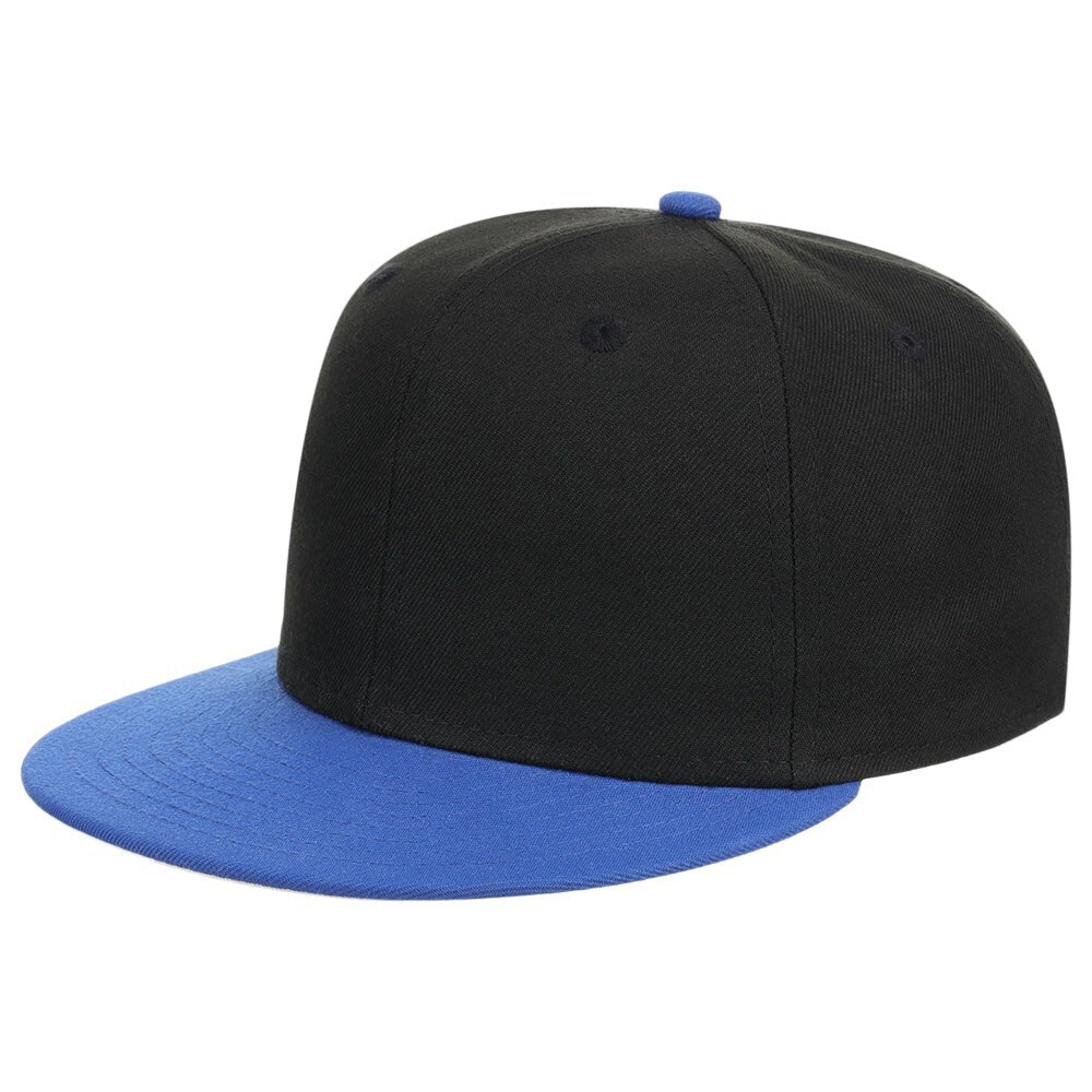 Unisex Plain Full Court Fitted Hat / Black Royal Blue / £22