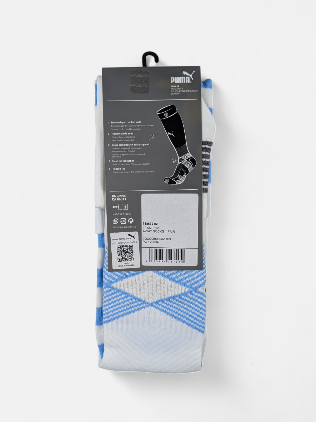 Puma Kids 2020-21 PSV Away Football Socks / BNWT / White / RRP £13