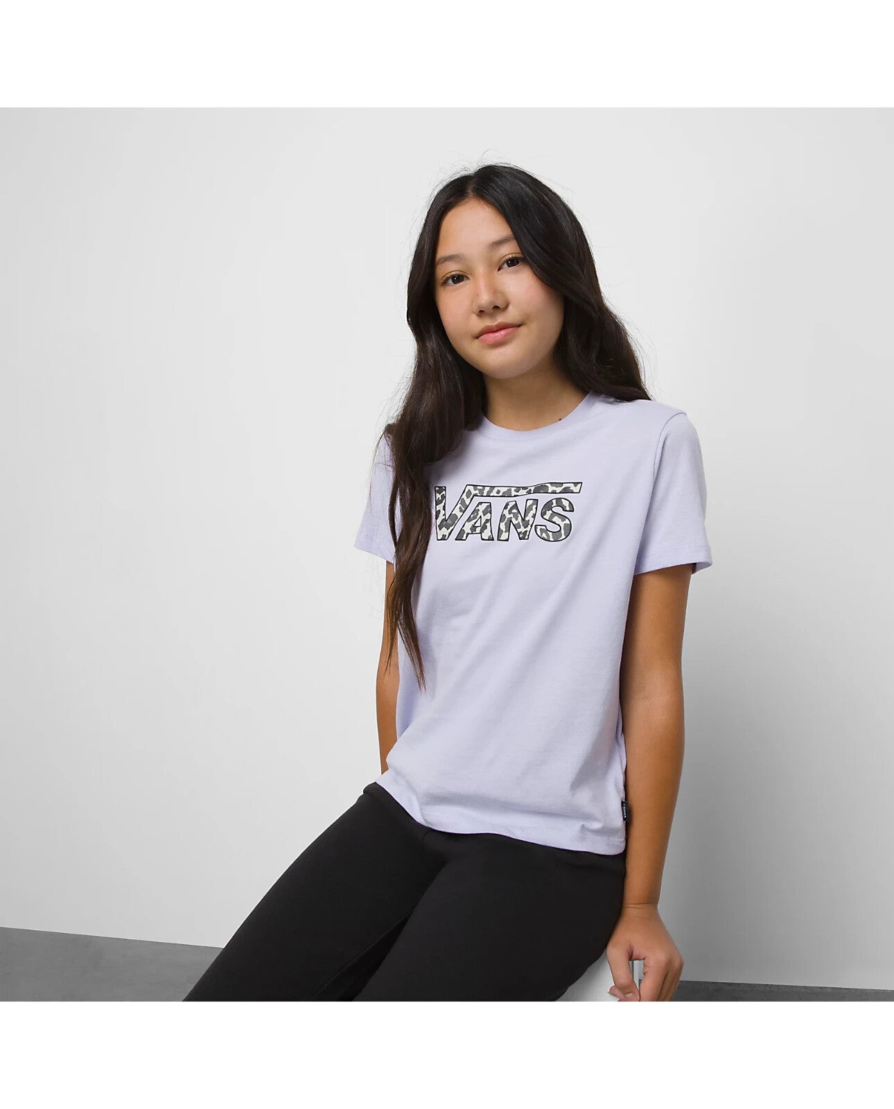 Vans Kids Snowy Leopard Logo Crew T-Shirt / Purple / RRP £19