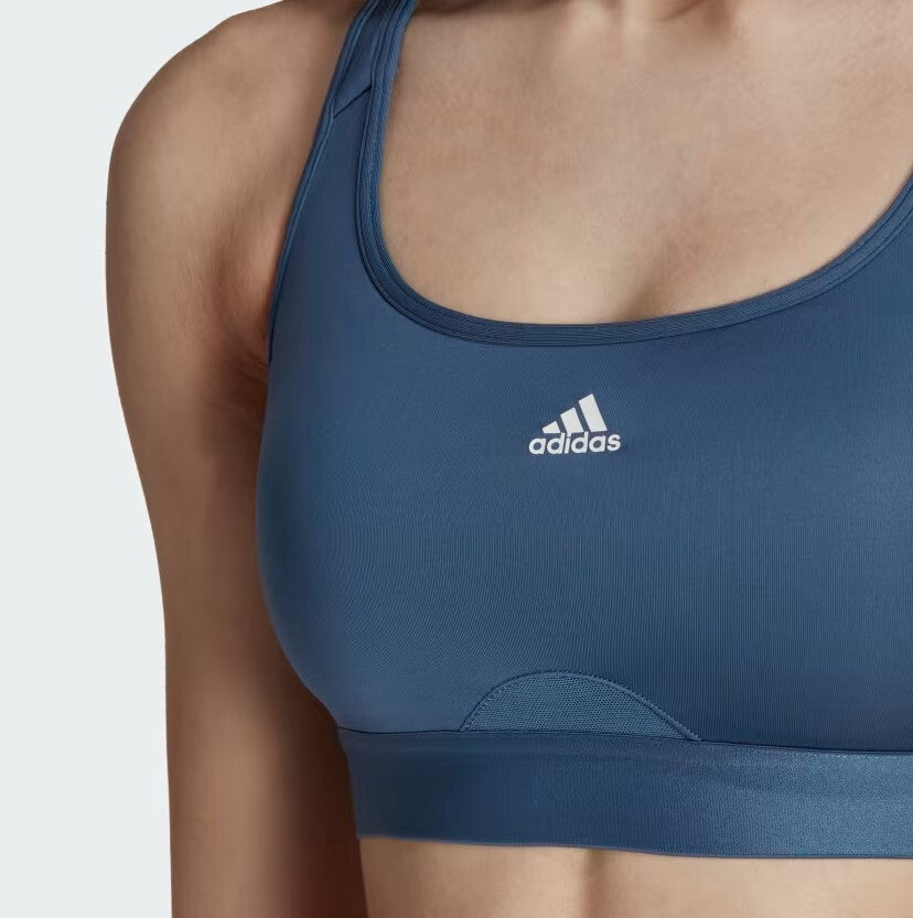 Adidas Womens Powerreact Training Medium Support Gym Bra / Blue / RRP £30