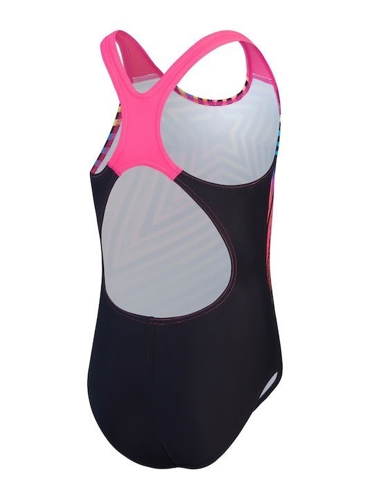 Speedo Girls Placement Splashback Swimsuit / Black Pink / RRP £20