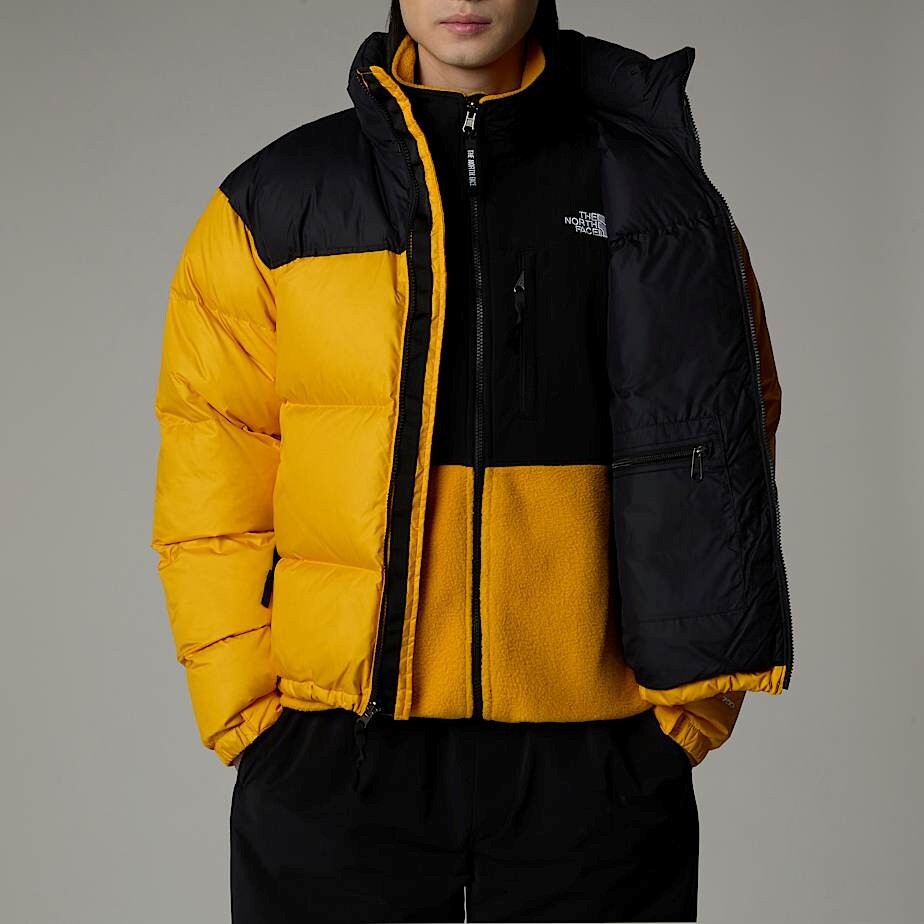The North Face Mens 1996 Retro Nuptse Puffer Jacket / Black Yellow / RRP £315