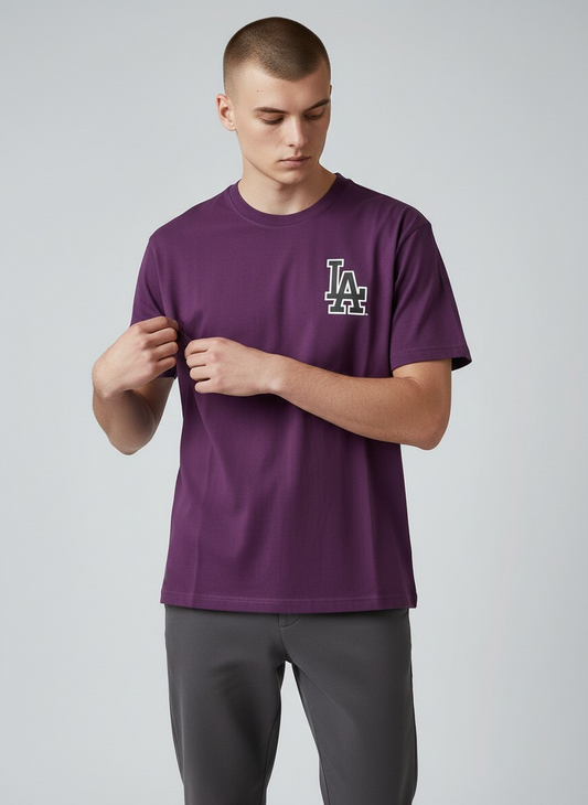 47 Mens LA Dodgers T-Shirt / Plum Purple / Backer Echo / RRP £25