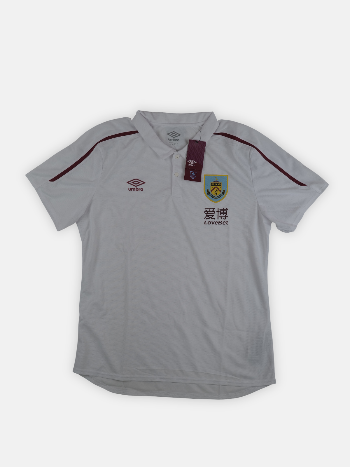 Umbro Mens 2019-20 Burnley Polo Football T-Shirt / White / RRP £29.99