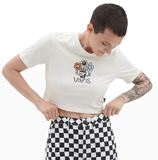 Vans Women's Peace Pot Marshmallow Cropped T-Shirt / White / RRP £30