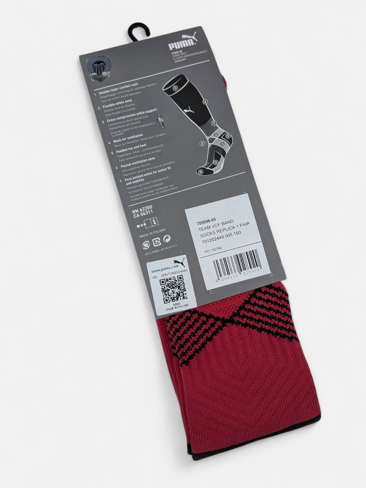Puma Mens 2021-22 Valencia Away Football Socks / BNWT / Red / RRP £17