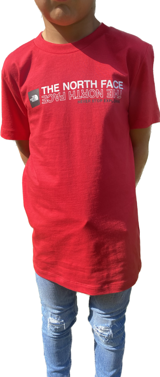 The North Face Kid's Upside Down Logo T-Shirt / Red / RRP £22