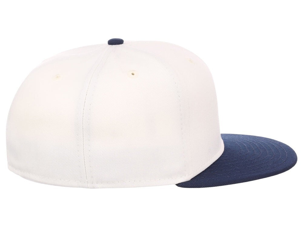 Crowns By Lids Unisex Plain Full Court Fitted Hat / Ivory Navy / £22
