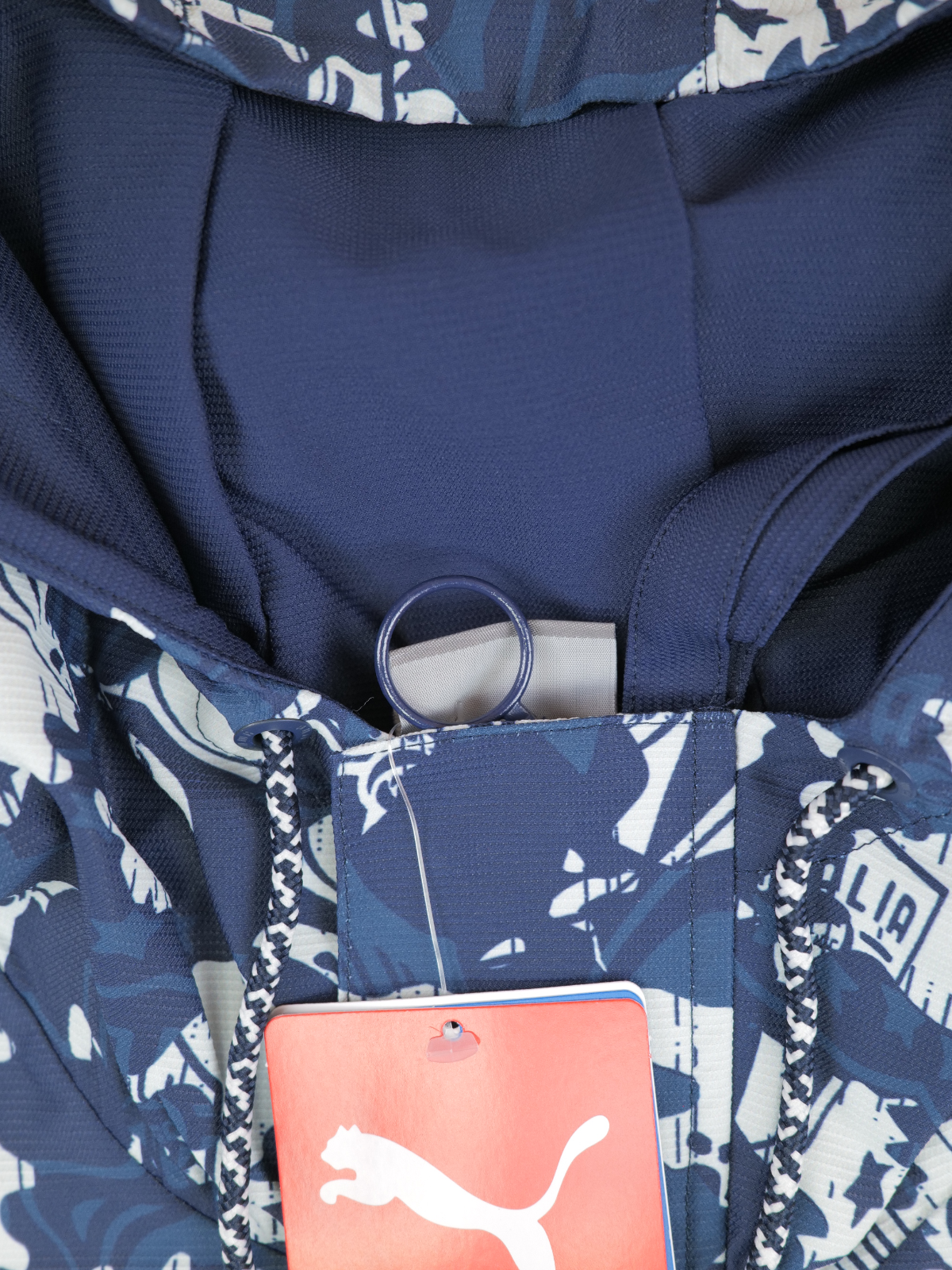 Puma Mens 2020-21 Italy Puma 1/2 Zip Hooded Football Top / Navy / RRP £74.99