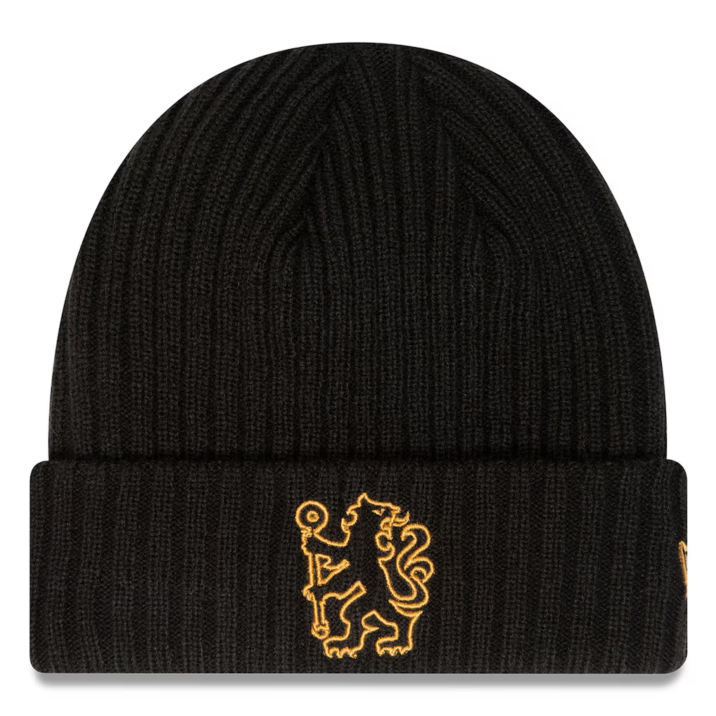 New Era Chelsea Outline Ribbed Beanie Knit Hat / Black / RRP £28