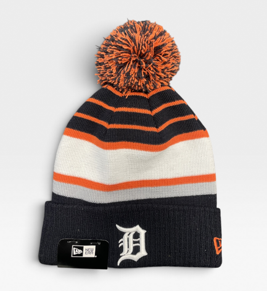 New Era Detroit Tigers MLB Team Stripe Knit Hat / Navy / RRP £28