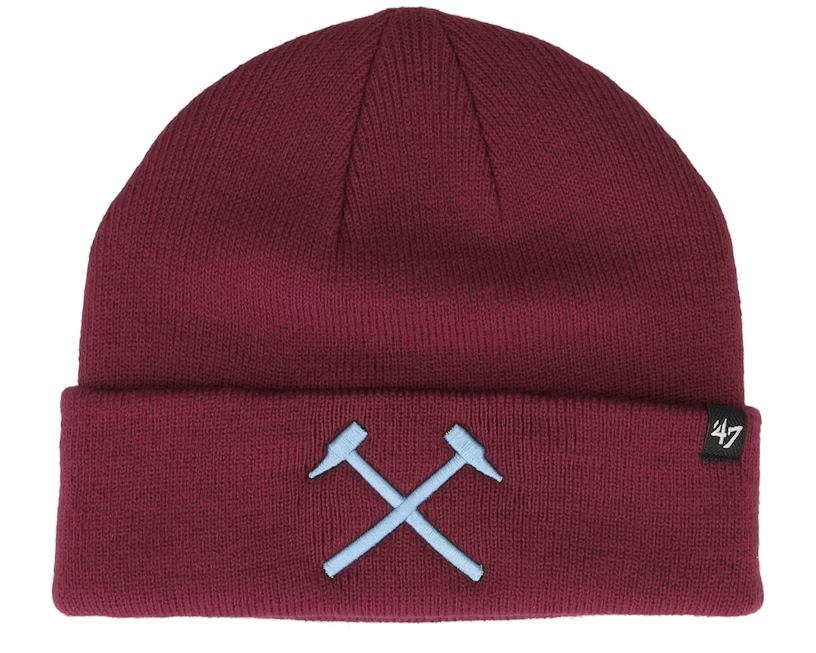 Raised 47 Cuff Knit Kids Hat / West Ham / Cardinal / BNWT / RRP £28