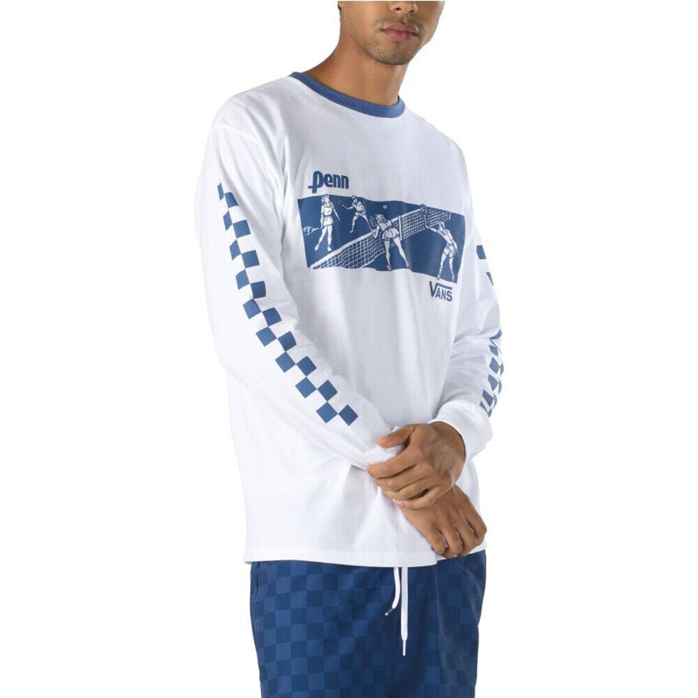 Vans X Penn Sport Long Sleeve T-Shirt / White Blue / Men / RRP £42