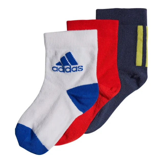 Adidas Toddler 3 Pack Crew Socks / White Red Grey / RRP £12