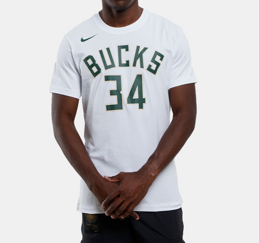Nike NBA Milwaukee Bucks Giannis Antetokounmpo T-Shirt / White / RRP £30