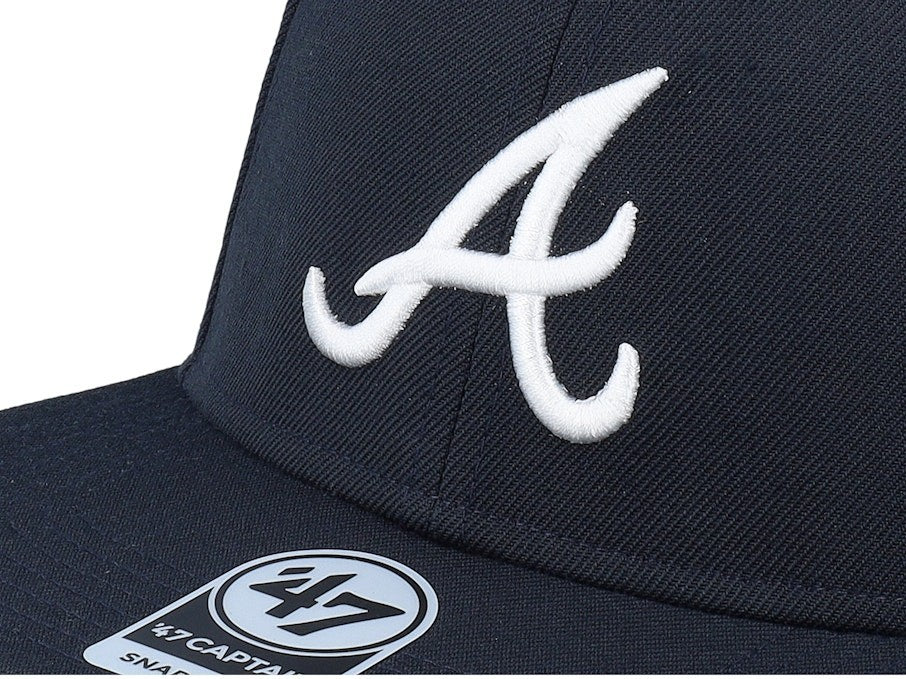 47 Brand Adult Atlanta Braves Sure Shot Captain Snapback / Navy / RRP £30