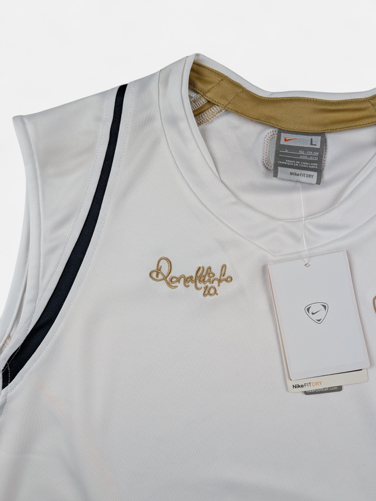 NIke Kids 2006-07 Ronaldinho 10R Training Football Vest / BNWT / White / RRP £25