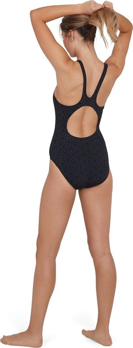 Speedo Women's Boomstar Allover Muscleback Swimsuit / Black Grey / RRP £35