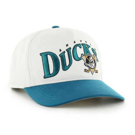 47 Brand Anaheim Ducks NHL Hitch Wave Snapback Cap / White Teal / RRP £35