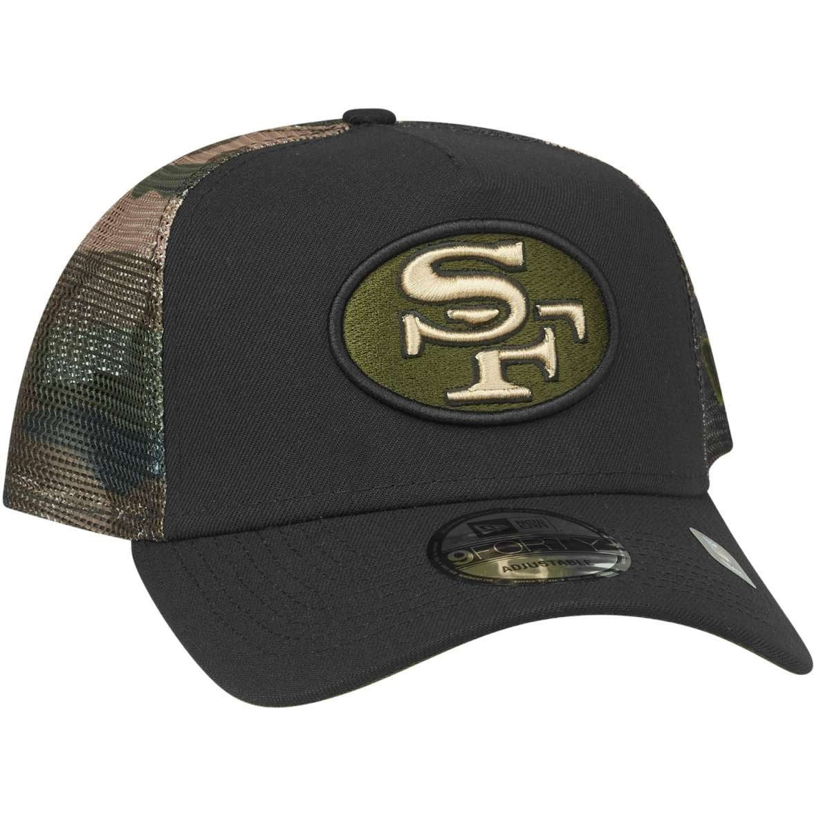 New Era Adult San Francisco 49ers Woodland 9Forty Trucker Cap/Black Camo/RRP £35