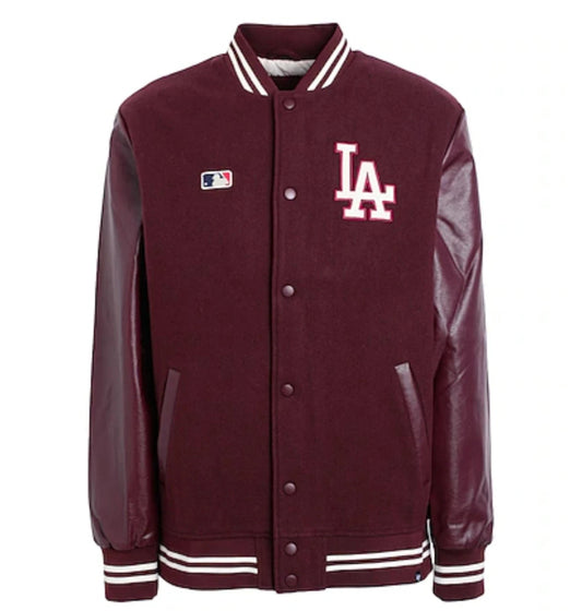 47 Brand Men's Giacca Hoxton L.A Dodgers MLB Bomber Jacket / Maroon / RRP £70