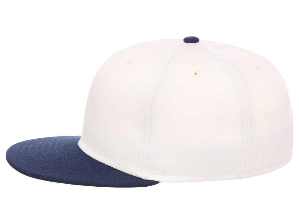 Unisex Plain Full Court Fitted Hat / Ivory Navy / £22