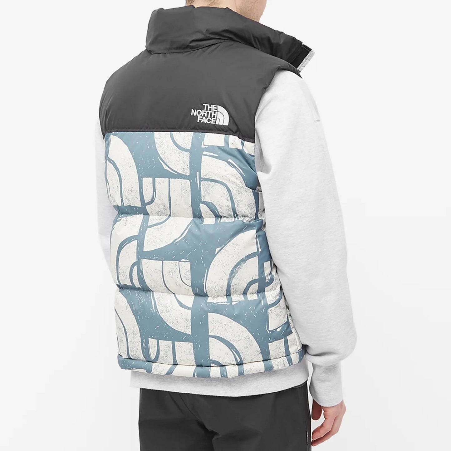 The North Face Mens Print Nuptse Vest / Goblin Blue / RRP £215