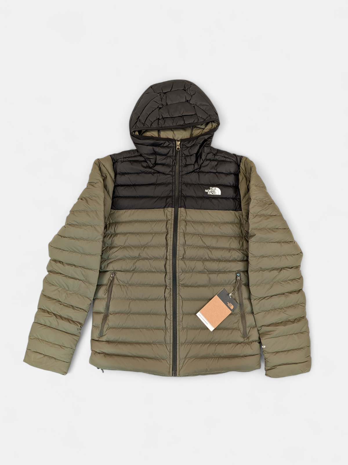 The North Face Mens Stretch Down Hoodie / Taupe Green / RRP £245