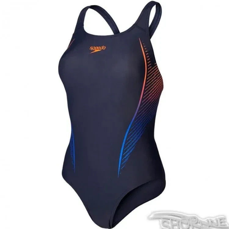 Speedo Women's Placement Powerback Swimsuit / Black Navy / RRP £40