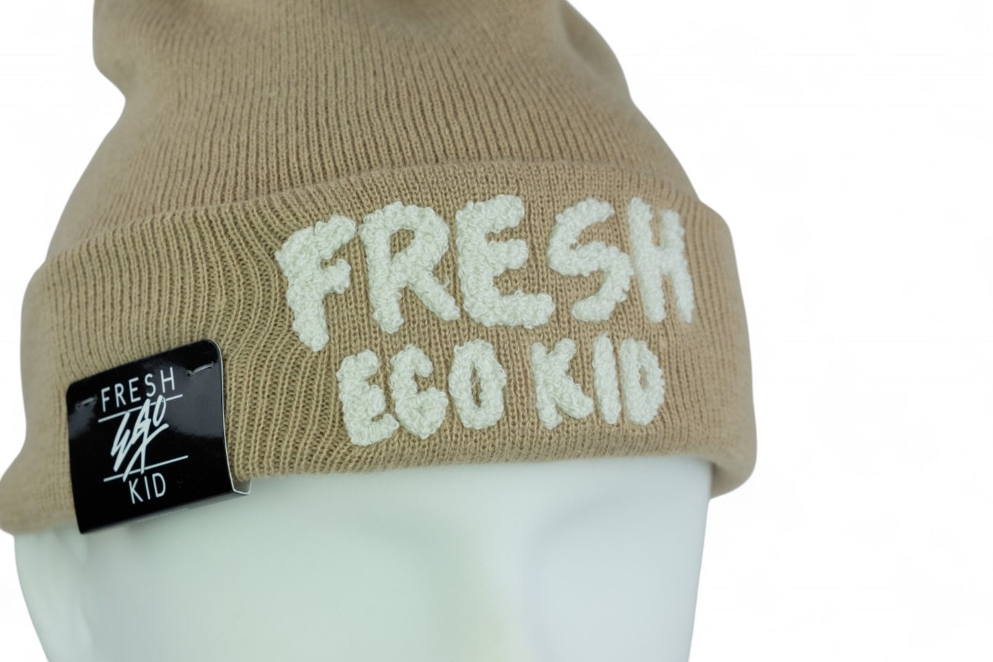 Fresh Ego Kid Heritage Knit Beanie Hat / Khaki Ivory / RRP £24