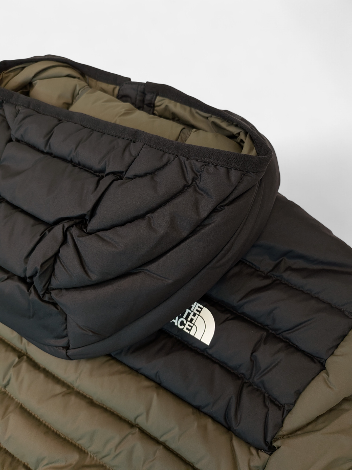 The North Face Mens Stretch Down Hoodie / Taupe Green / RRP £245