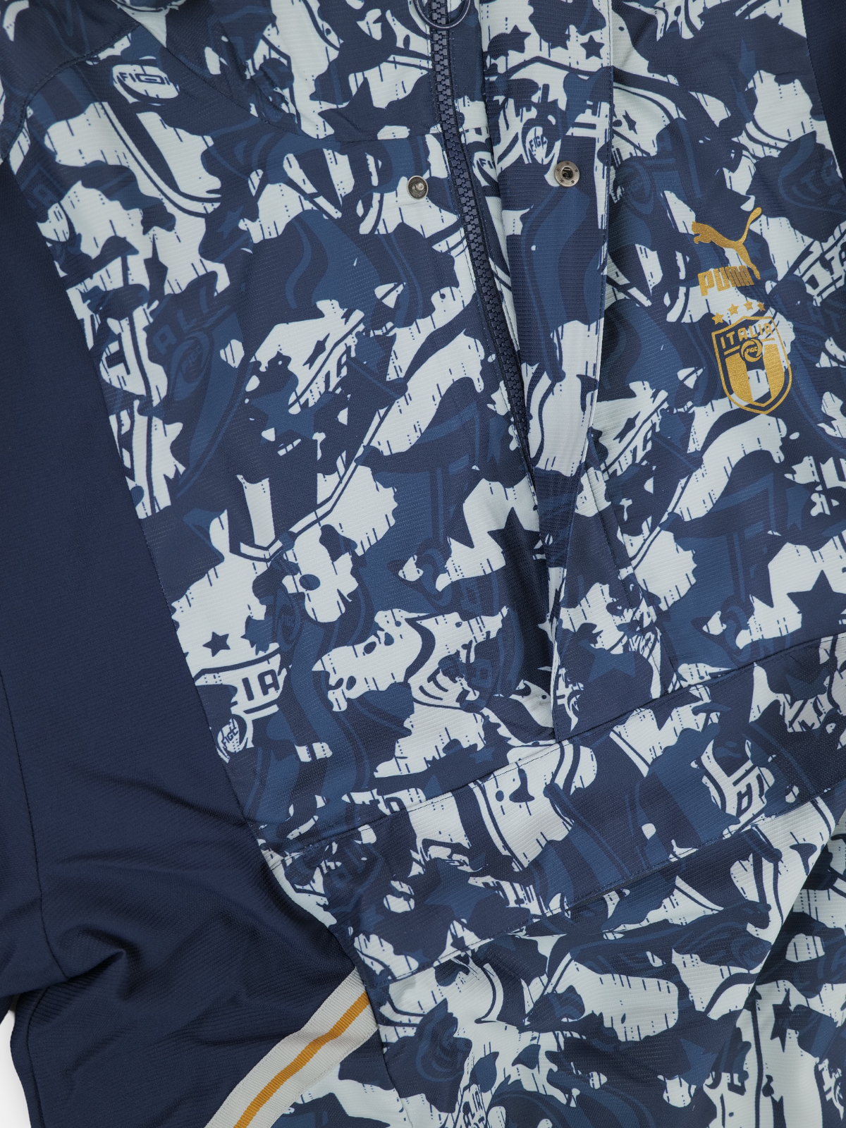 Puma Mens 2020-21 Italy Puma 1/2 Zip Hooded Football Top / Navy / RRP £74.99