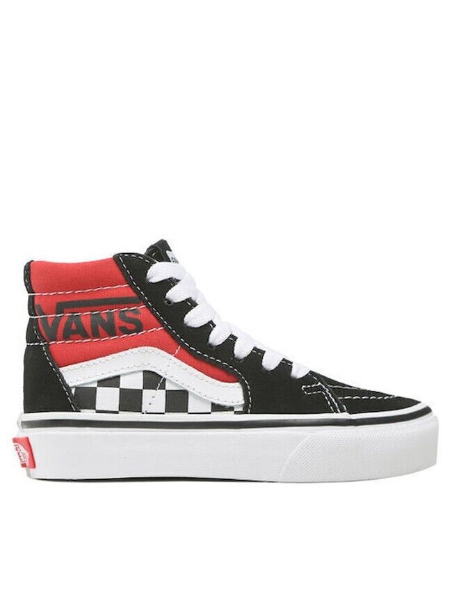 Vans Kids Sk8 Hi Trainers / Black Red Logo / RRP £45