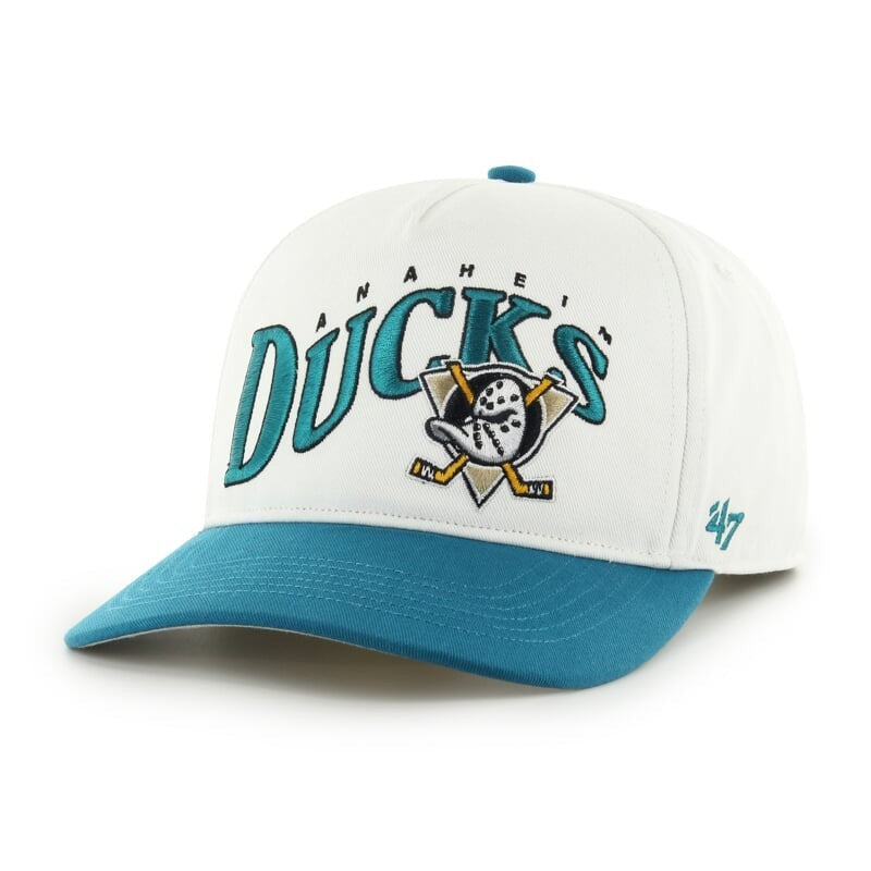 47 Brand Anaheim Ducks NHL Hitch Wave Snapback Cap / White Teal / RRP £35